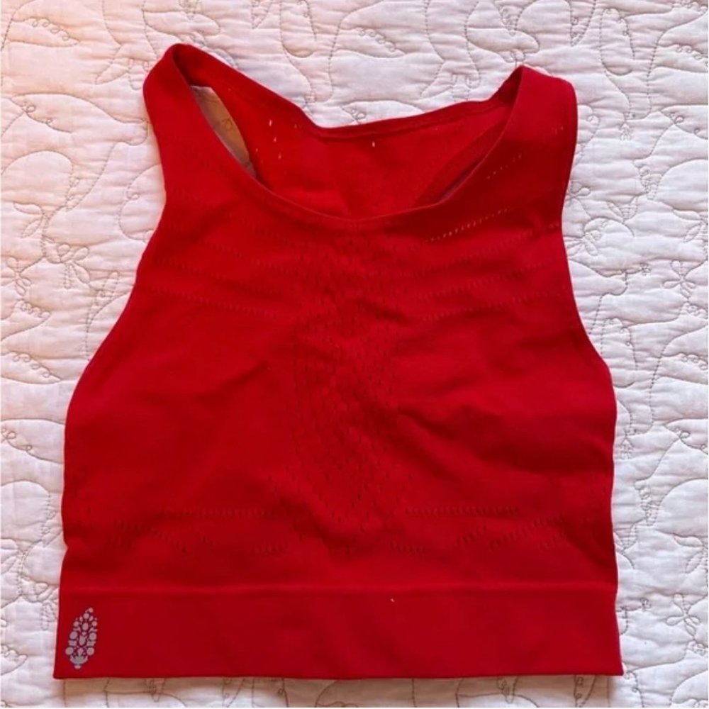 Free People Movement Red Laser Cut Bra